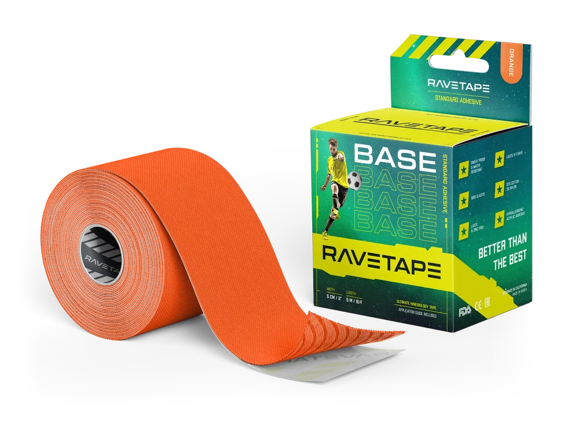 Кинезиотейп RaveTape BASE 5×5 — Оранжевый