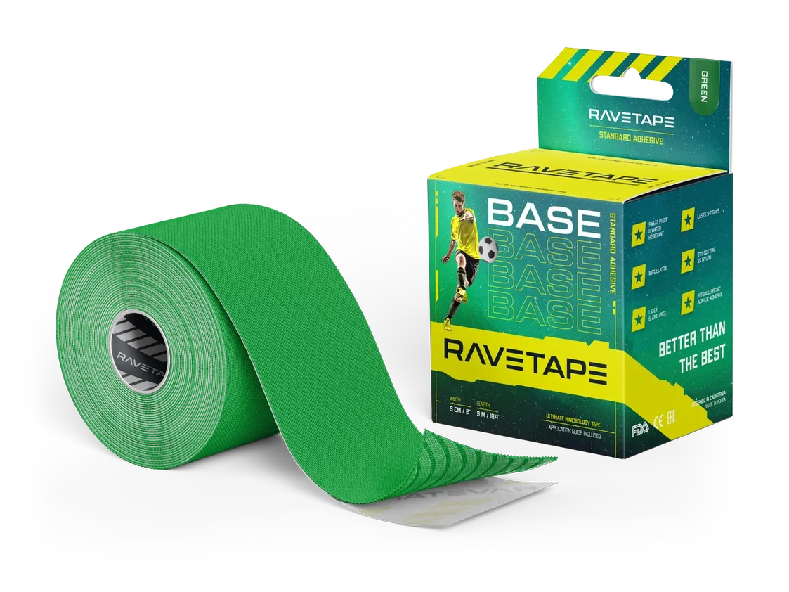 Кинезиотейп RaveTape BASE 5×5 — Зеленый