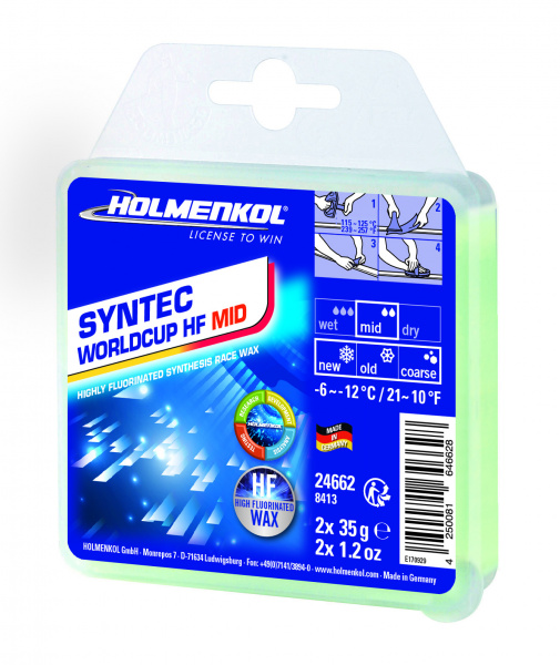 Высокофтористый парафин Holmenkol Syntec WorldCup HF MID 2x35g