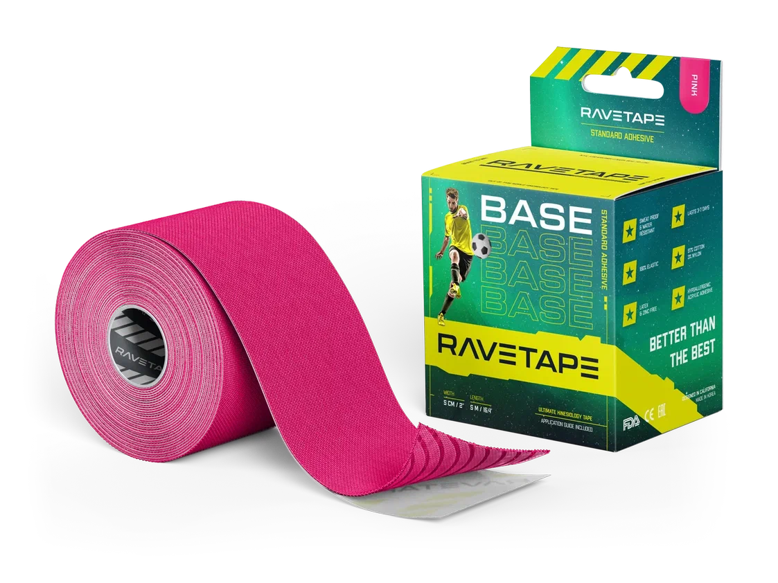 Кинезиотейп RaveTape BASE 5×5 — Розовый