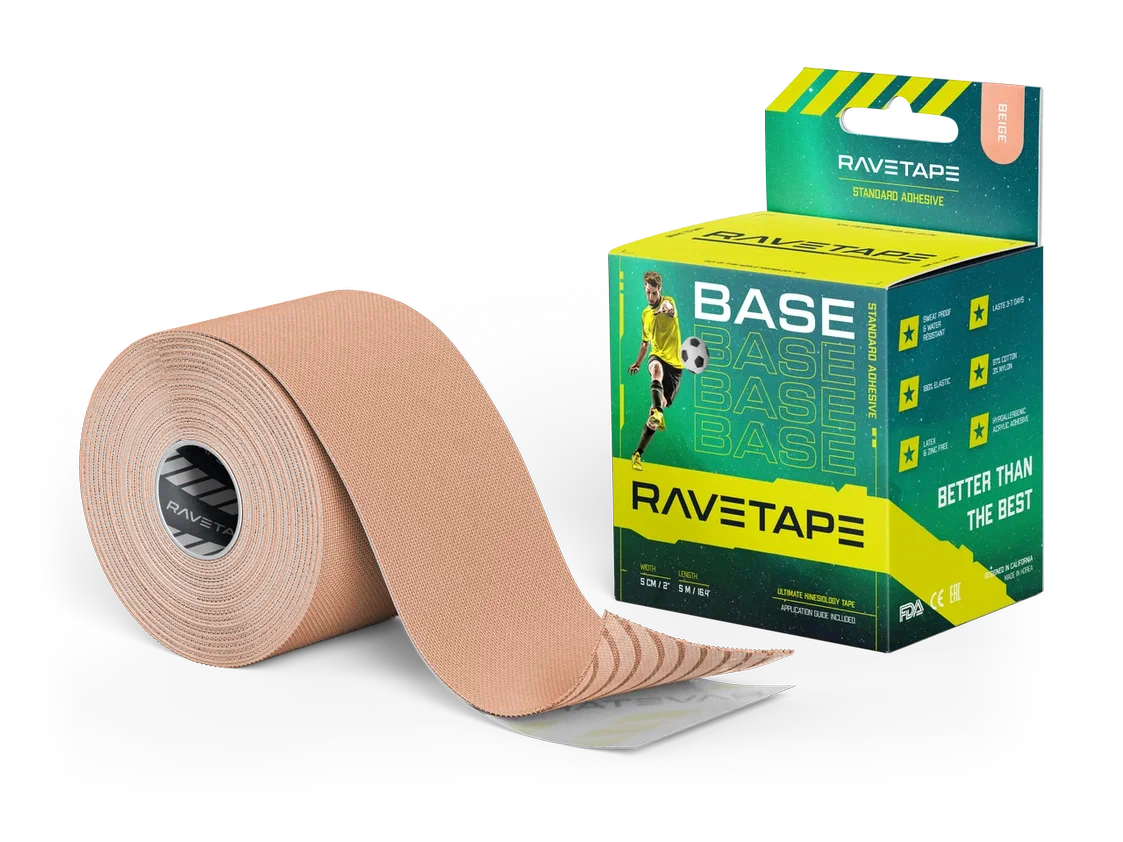 Кинезиотейп RaveTape BASE 5×5 — Телесный