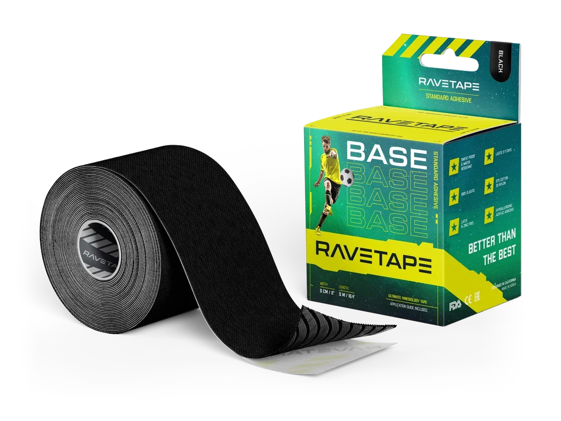 Кинезиотейп RaveTape BASE 5×5 — Черный